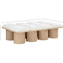  Color_Cream/ Natural Finish -- Pavilion Cream Boucle Fabric Upholstered 8 pc Modular Bench IMAGE 7