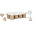  Color_Cream/ Natural Finish -- Pavilion Cream Boucle Fabric Upholstered 8 pc Modular Bench IMAGE 8