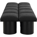  Color_Black -- Meridian Pavilion Boucle Fabric Upholstered 10 pc Modular Bench IMAGE 4