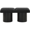  Color_Black -- Meridian Pavilion Boucle Fabric Upholstered 2 pc Modular Bench IMAGE 3