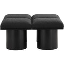  Color_Black -- Meridian Pavilion Boucle Fabric Upholstered 4 pc Modular Bench IMAGE 4