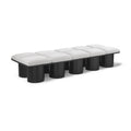  Color_Cream/ Black Finish -- Pavilion Cream Boucle Fabric Upholstered 10 pc Modular Bench IMAGE 1