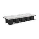  Color_Cream/ Black Finish -- Pavilion Cream Boucle Fabric Upholstered 10 pc Modular Bench IMAGE 1