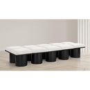Meridian Pavilion Cream Boucle Fabric Bench IMAGE 2