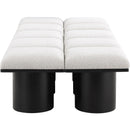 Meridian Pavilion Cream Boucle Fabric Bench IMAGE 4