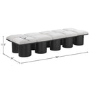  Color_Cream/ Black Finish -- Pavilion Cream Boucle Fabric Upholstered 10 pc Modular Bench IMAGE 6