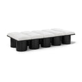  Color_Cream/ Black Finish -- Pavilion Cream Boucle Fabric Upholstered 10 pc Modular Bench IMAGE 1