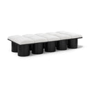  Color_Cream/ Black Finish -- Pavilion Cream Boucle Fabric Upholstered 10 pc Modular Bench IMAGE 1