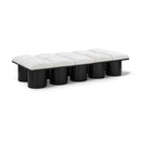 Meridian Pavilion Cream Boucle Fabric Bench IMAGE 1
