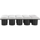  Color_Cream/ Black Finish -- Pavilion Cream Boucle Fabric Upholstered 10 pc Modular Bench IMAGE 3
