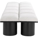Meridian Pavilion Cream Boucle Fabric Bench IMAGE 4