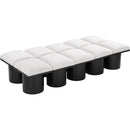  Color_Cream/ Black Finish -- Pavilion Cream Boucle Fabric Upholstered 10 pc Modular Bench IMAGE 5