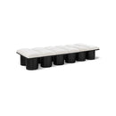  Color_Cream/ Black Finish -- Pavilion Cream Boucle Fabric Upholstered 12 pc Modular Bench IMAGE 1