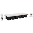  Color_Cream/ Black Finish -- Pavilion Cream Boucle Fabric Upholstered 12 pc Modular Bench IMAGE 8