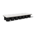  Color_Cream/ Black Finish -- Pavilion Cream Boucle Fabric Upholstered 14 pc Modular Bench IMAGE 1