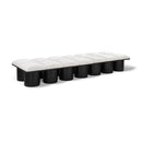  Color_Cream/ Black Finish -- Pavilion Cream Boucle Fabric Upholstered 14 pc Modular Bench IMAGE 1
