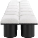  Color_Cream/ Black Finish -- Pavilion Cream Boucle Fabric Upholstered 14 pc Modular Bench IMAGE 4