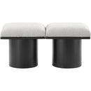 Meridian Pavilion Cream Boucle Fabric Bench IMAGE 3