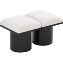  Color_Cream/ Black Finish -- Pavilion Cream Boucle Fabric Upholstered 2 pc Modular Bench IMAGE 5