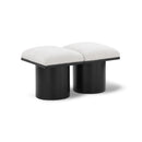 Meridian Pavilion Cream Boucle Fabric Bench IMAGE 1