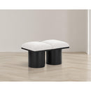  Color_Cream/ Black Finish -- Pavilion Cream Boucle Fabric Upholstered 2 pc Modular Bench IMAGE 2
