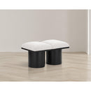Meridian Pavilion Cream Boucle Fabric Bench IMAGE 2