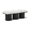Meridian Pavilion Cream Boucle Fabric Bench IMAGE 1