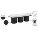  Color_Cream/ Black Finish -- Pavilion Cream Boucle Fabric Upholstered 3 pc Modular Bench IMAGE 7