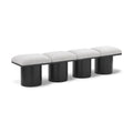  Color_Cream/ Black Finish -- Pavilion Cream Boucle Fabric Upholstered 4 pc Modular Bench IMAGE 1