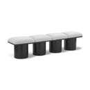  Color_Cream/ Black Finish -- Pavilion Cream Boucle Fabric Upholstered 4 pc Modular Bench IMAGE 1