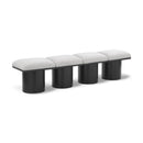 Meridian Pavilion Cream Boucle Fabric Bench IMAGE 1
