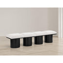  Color_Cream/ Black Finish -- Pavilion Cream Boucle Fabric Upholstered 4 pc Modular Bench IMAGE 2