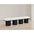 Meridian Pavilion Cream Boucle Fabric Bench IMAGE 2