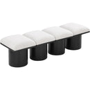 Color_Cream/ Black Finish -- Pavilion Cream Boucle Fabric Upholstered 4 pc Modular Bench IMAGE 5