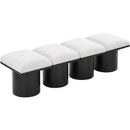Meridian Pavilion Cream Boucle Fabric Bench IMAGE 5