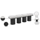  Color_Cream/ Black Finish -- Pavilion Cream Boucle Fabric Upholstered 4 pc Modular Bench IMAGE 8
