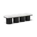  Color_Cream/ Black Finish -- Pavilion Cream Boucle Fabric Upholstered 4 pc Modular Bench IMAGE 1