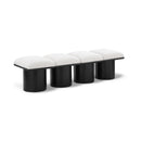  Color_Cream/ Black Finish -- Pavilion Cream Boucle Fabric Upholstered 4 pc Modular Bench IMAGE 1