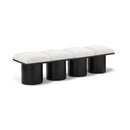 Meridian Pavilion Cream Boucle Fabric Bench IMAGE 1