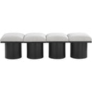  Color_Cream/ Black Finish -- Pavilion Cream Boucle Fabric Upholstered 4 pc Modular Bench IMAGE 3