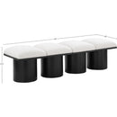 Meridian Pavilion Cream Boucle Fabric Bench IMAGE 6