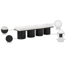  Color_Cream/ Black Finish -- Pavilion Cream Boucle Fabric Upholstered 4 pc Modular Bench IMAGE 7