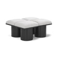  Color_Cream/ Black Finish -- Pavilion Cream Boucle Fabric Upholstered 4 pc Modular Bench IMAGE 1