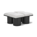  Color_Cream/ Black Finish -- Pavilion Cream Boucle Fabric Upholstered 4 pc Modular Bench IMAGE 1