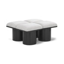 Meridian Pavilion Cream Boucle Fabric Bench IMAGE 1