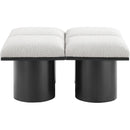  Color_Cream/ Black Finish -- Pavilion Cream Boucle Fabric Upholstered 4 pc Modular Bench IMAGE 3