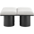 Meridian Pavilion Cream Boucle Fabric Bench IMAGE 3