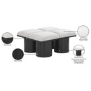  Color_Cream/ Black Finish -- Pavilion Cream Boucle Fabric Upholstered 4 pc Modular Bench IMAGE 7