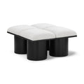  Color_Cream/ Black Finish -- Pavilion Cream Boucle Fabric Upholstered 4 pc Modular Bench IMAGE 1