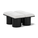  Color_Cream/ Black Finish -- Pavilion Cream Boucle Fabric Upholstered 4 pc Modular Bench IMAGE 1